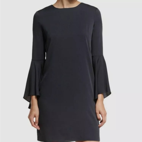 Milly Black V-Neck Bell Sleeve Cocktail Dress - Picture 8 of 9